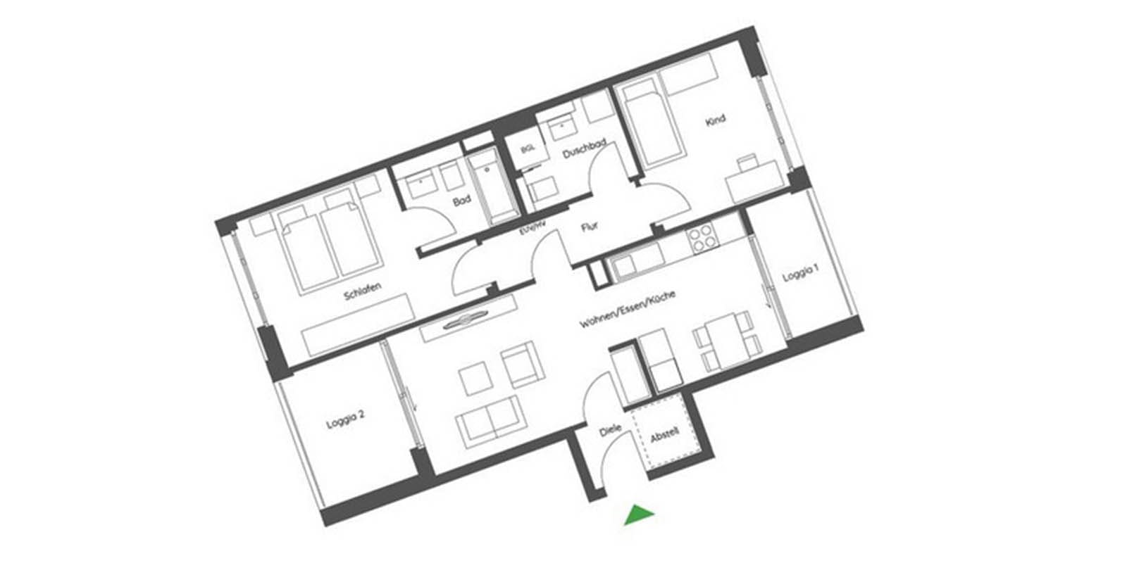 Современные трехкомнатные апартаментами с двумя лоджиями
