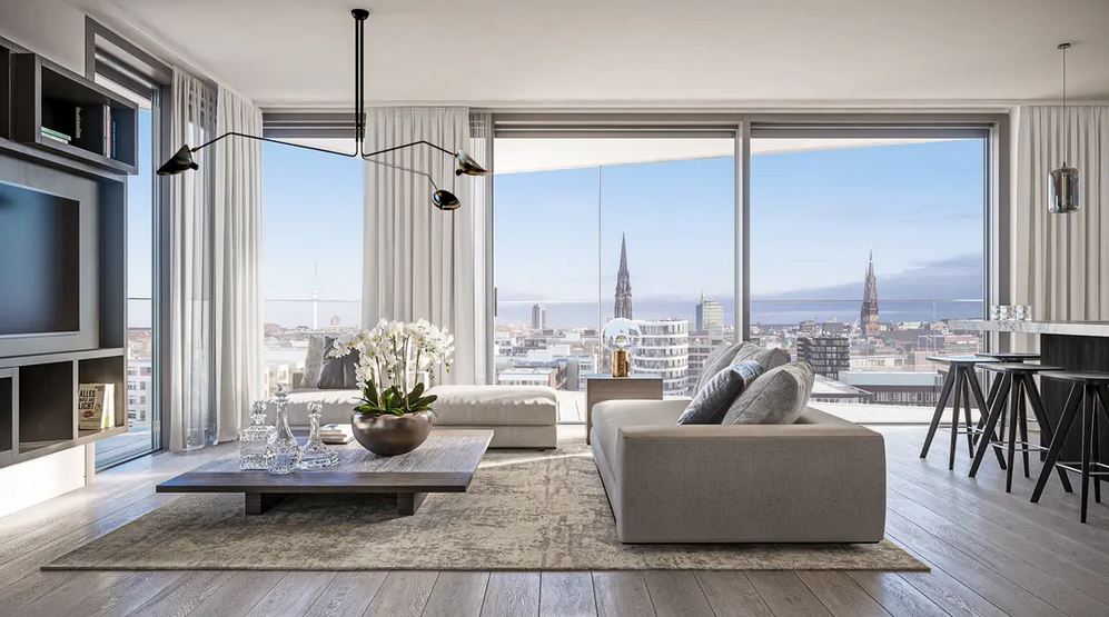 Элитная квартира в центре Гамбурга с панорамным бликом