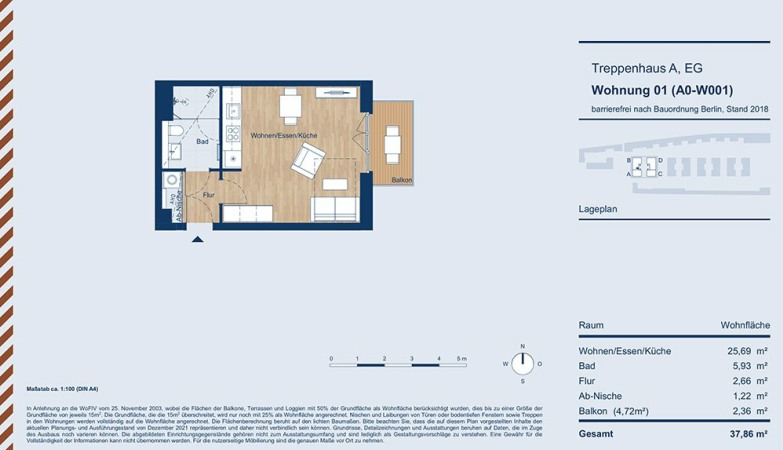 ЖК в Берлине из 14 малоэтажных домов планировка квартиры 1 комната